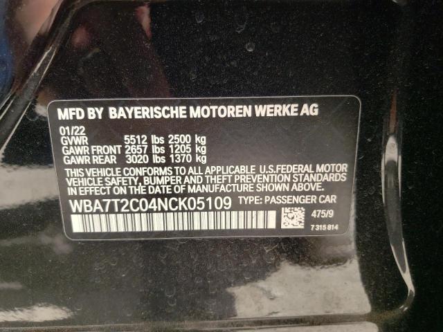 WBA7T2C04NCK05109 BMW 740 I