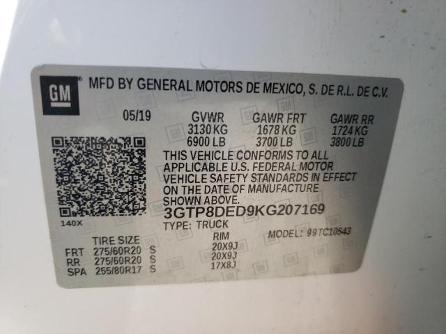 3GTP8DED9KG207169 GMC Sierra C1500 Slt