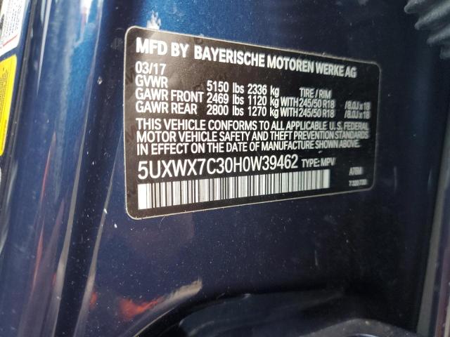 5UXWX7C30H0W39462 BMW X3 Xdrive35i