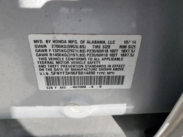 5FNYF3H96FB014890 Honda Pilot Touring