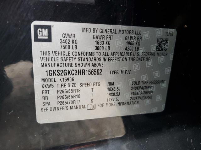 1GKS2GKC3HR156502 GMC Yukon Xl K1500 Slt