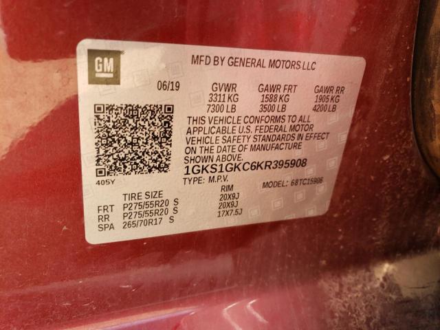 1GKS1GKC6KR395908 GMC Yukon Xl C1500 Slt