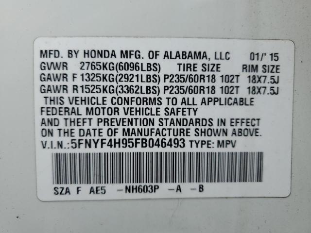 5FNYF4H95FB046493 Honda Pilot Touring