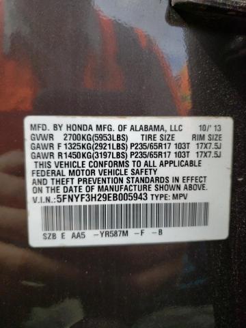 5FNYF3H29EB005943 Honda PILOT LX