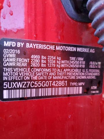 5UXWZ7C55G0T42861 BMW X3 Sdrive28i