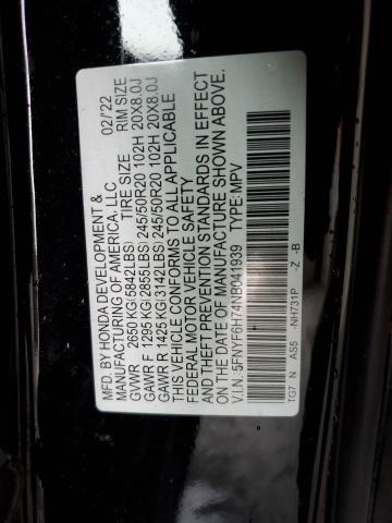 5FNYF6H74NB041939 Honda Pilot Black