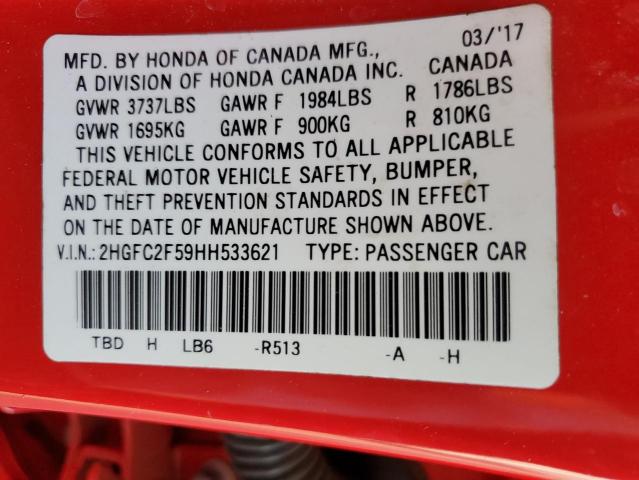 2HGFC2F59HH533621 Honda Civic Lx
