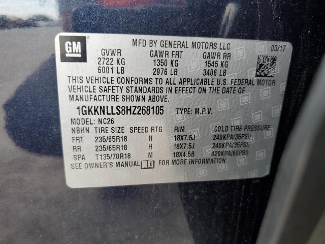 1GKKNLLS8HZ268105 GMC ACADIA SLE