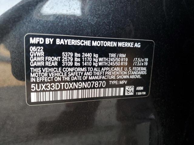 5UX33DT0XN9N07870 BMW X4 Xdrive30i