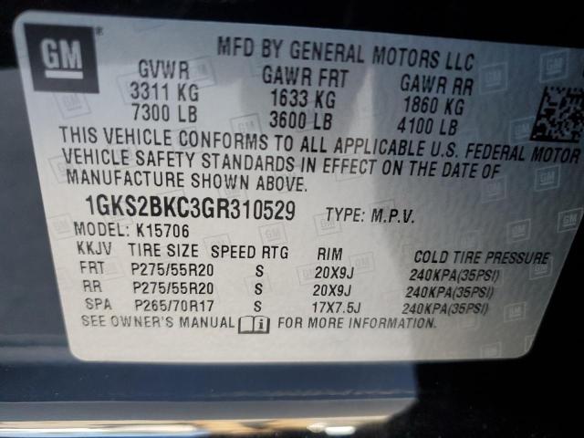 1GKS2BKC3GR310529 GMC YUKON SLT