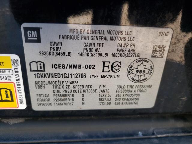 1GKKVNED1GJ112706 GMC ACADIA SLE