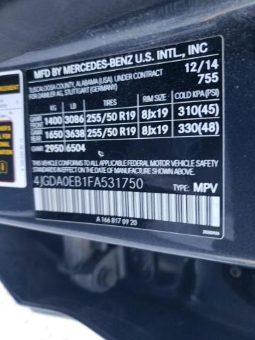 4JGDA0EB1FA531750 Mercedes-Benz Ml 250 Bluetec