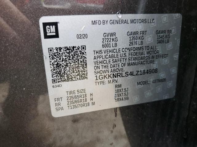 1GKKNRLS4LZ184908 GMC ACADIA SLE