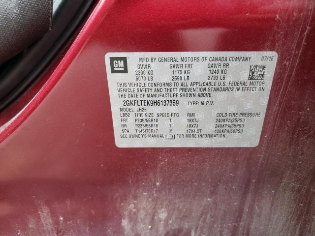 2GKFLTEK9H6137359 GMC Terrain Sle