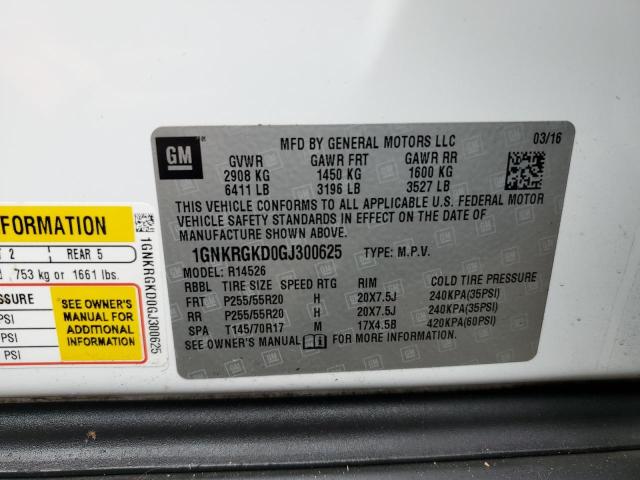 1GNKRGKD0GJ300625 Chevrolet Traverse Lt