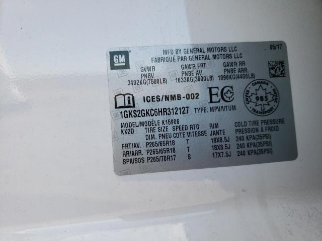 1GKS2GKC6HR312127 GMC Yukon Xl K1500 Slt