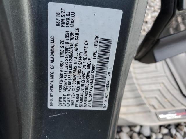 5FPYK3F54HB012092 Honda Ridgeline Rtl