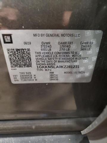 1GKKNSLA0KZ281231 GMC ACADIA SLE
