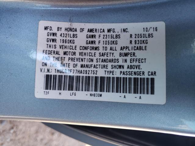 1HGCR2F77HA092752 Honda ACCORD EX