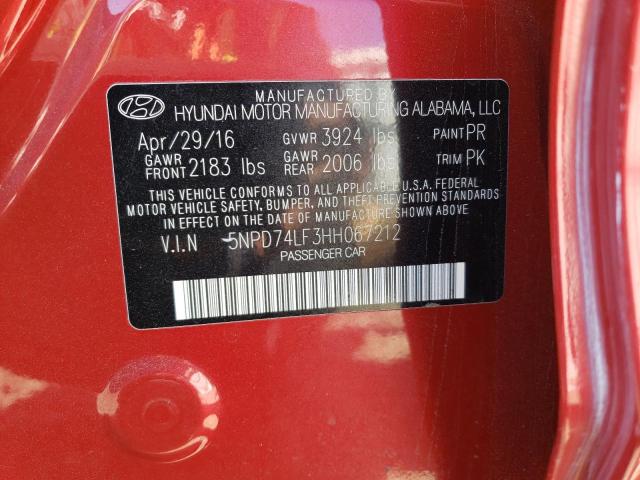 5NPD74LF3HH067212 Hyundai ELANTRA SE