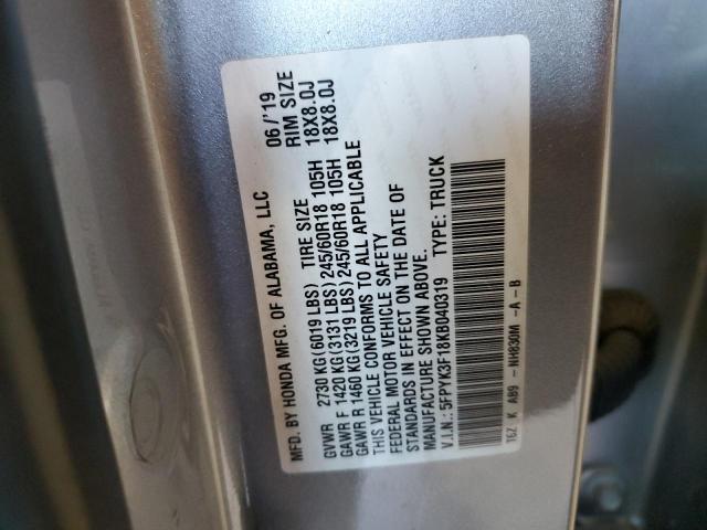 5FPYK3F18KB040319 Honda Ridgeline Sport