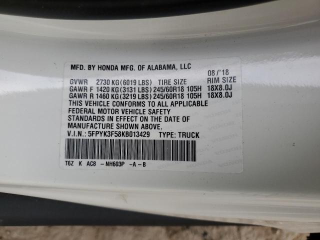 5FPYK3F58KB013429 Honda Ridgeline Rtl
