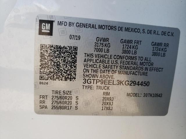 3GTP9EEL3KG294450 GMC Sierra K1500 At4