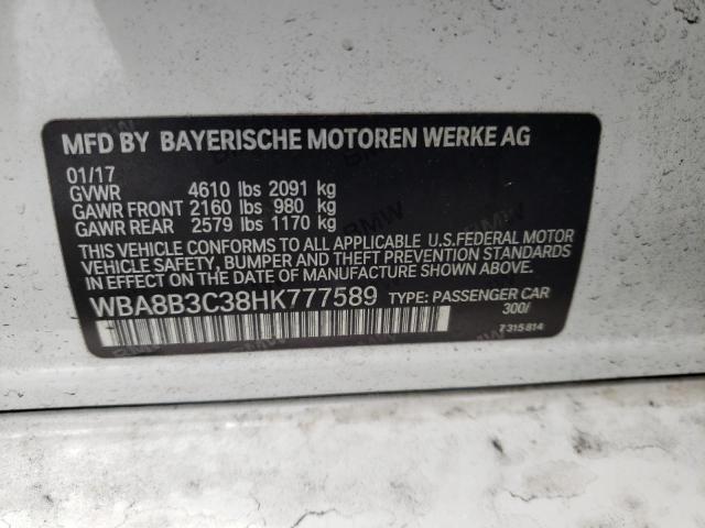 WBA8B3C38HK777589 BMW 340 I