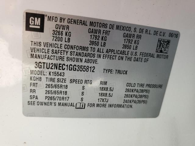 3GTU2NEC1GG355812 GMC Sierra K1500 Slt