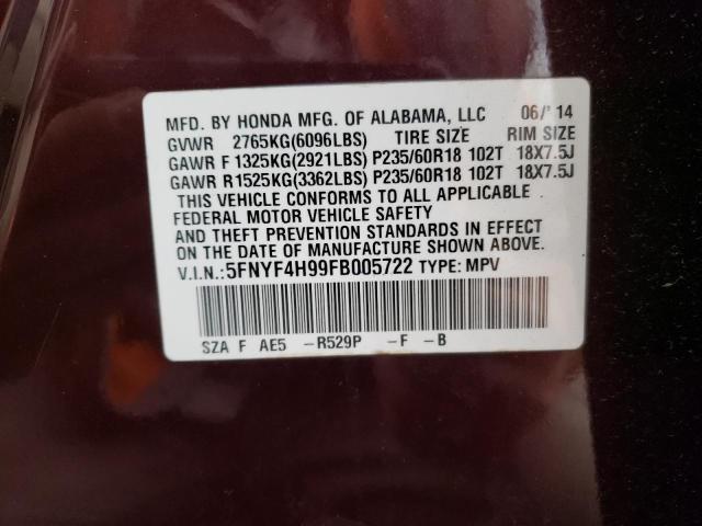 5FNYF4H99FB005722 Honda Pilot Touring