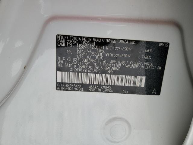 2T3WFREV2FW218513 Toyota Rav4 Xle