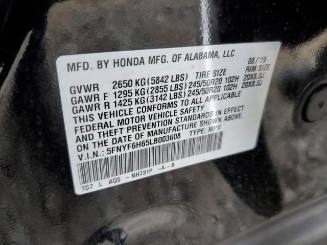 5FNYF6H65LB003608 Honda Pilot Touring