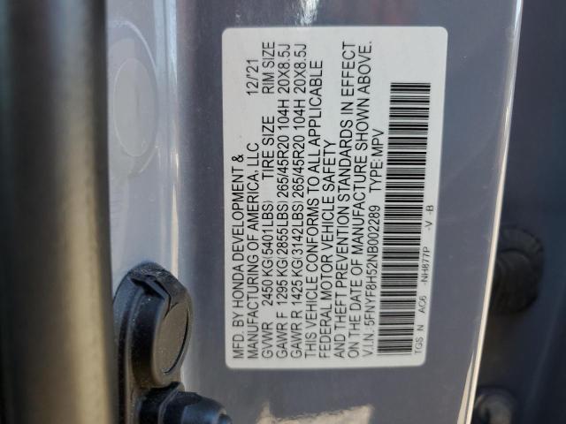 5FNYF8H52NB002289 Honda Passport Exl