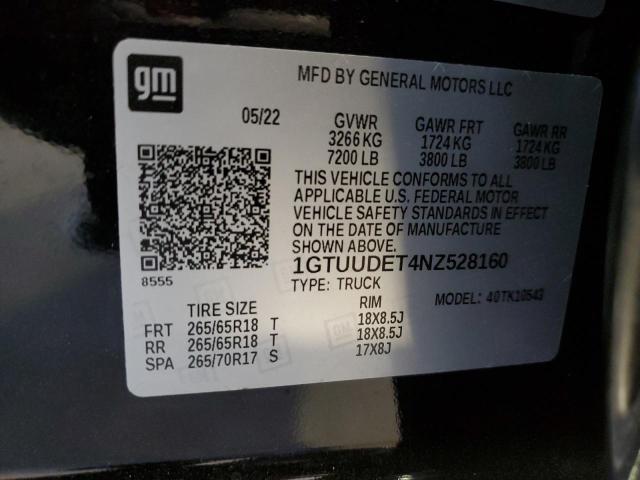 1GTUUDET4NZ528160 GMC Sierra K1500 Slt