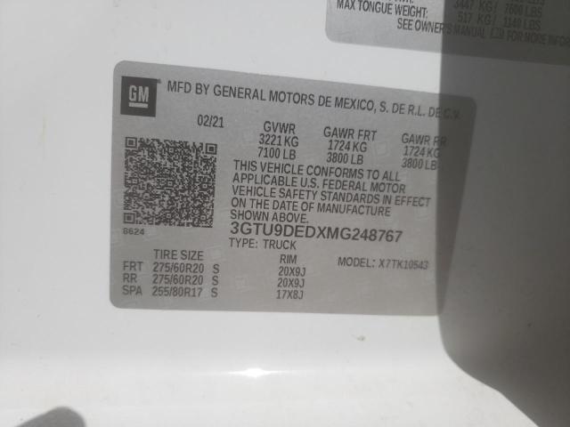 3GTU9DEDXMG248767 GMC Sierra K1500 Slt