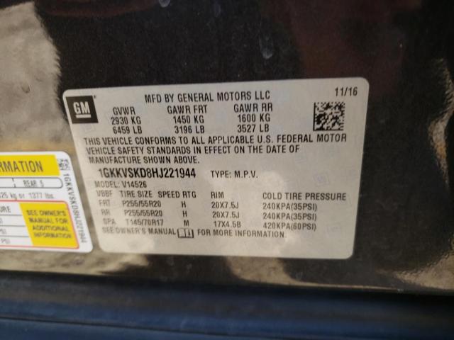 1GKKVSKD8HJ221944 GMC Acadia Limited Slt-2