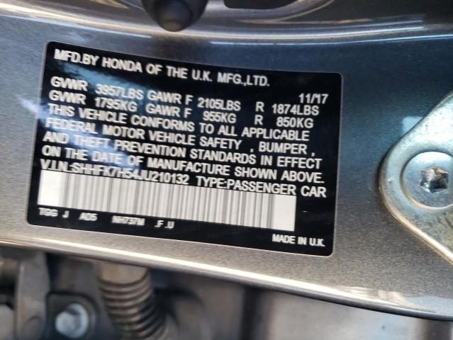 SHHFK7H54JU210132 Honda CIVIC EX