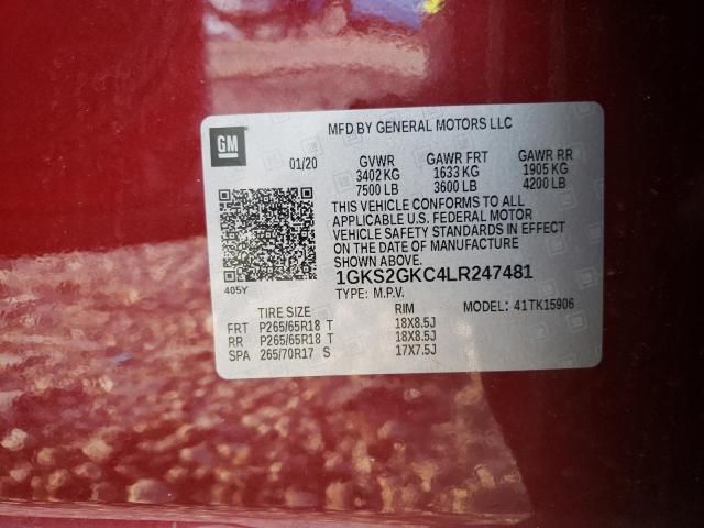 1GKS2GKC4LR247481 GMC Yukon Xl K1500 Slt