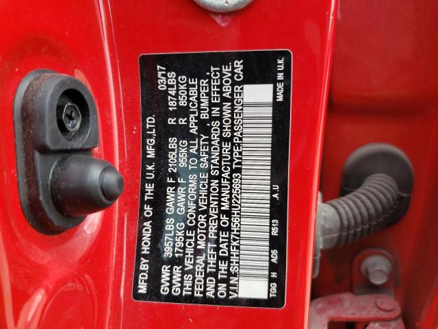 SHHFK7H56HU225693 Honda CIVIC EX