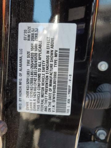 5FNYF8H93LB015908 Honda Passport Touring