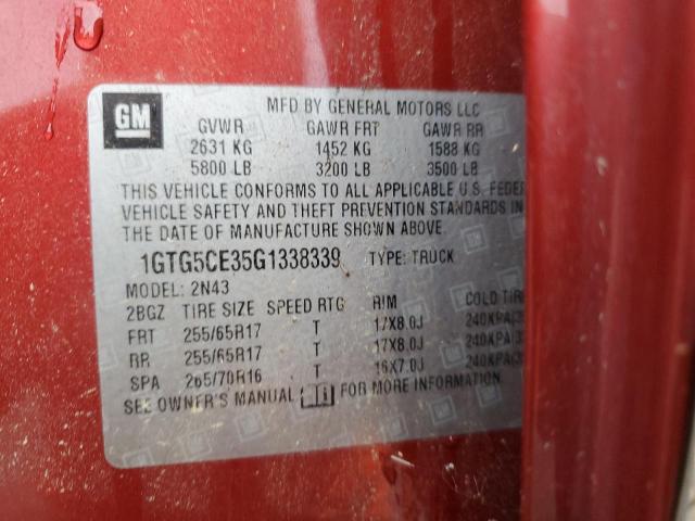 1GTG5CE35G1338339 GMC CANYON SLE