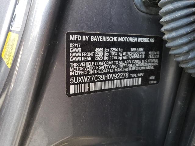 5UXWZ7C39H0V92278 BMW X3 Sdrive28i