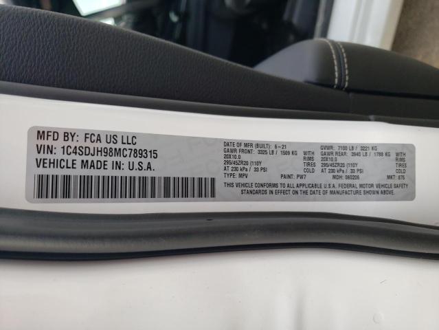 1C4SDJH98MC789315 Dodge Durango Srt Hellcat