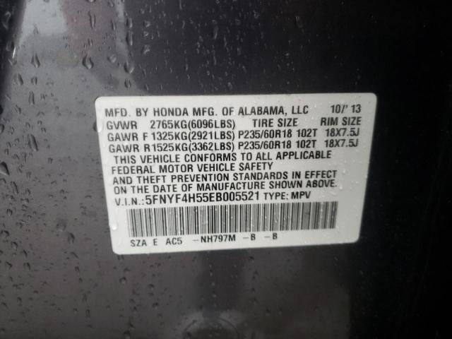 5FNYF4H55EB005521 Honda PILOT EXL