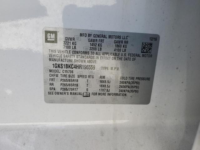 1GKS1BKC4HR196559 GMC YUKON SLT