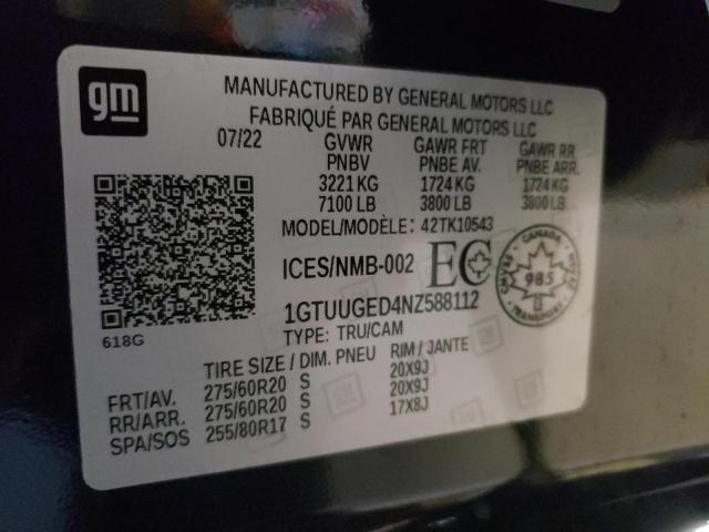 1GTUUGED4NZ588112 GMC Sierra K1500 Denali