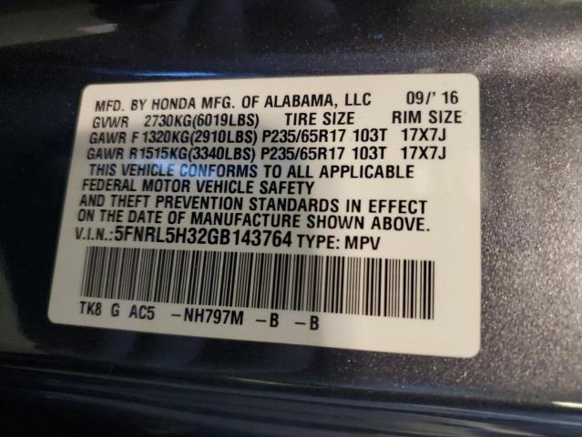 5FNRL5H32GB143764 Honda ODYSSEY SE