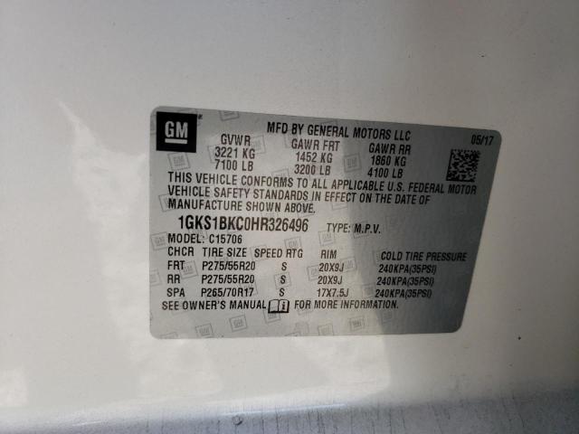 1GKS1BKC0HR326496 GMC YUKON SLT