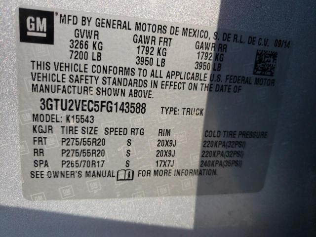 3GTU2VEC5FG143588 GMC Sierra K1500 Slt