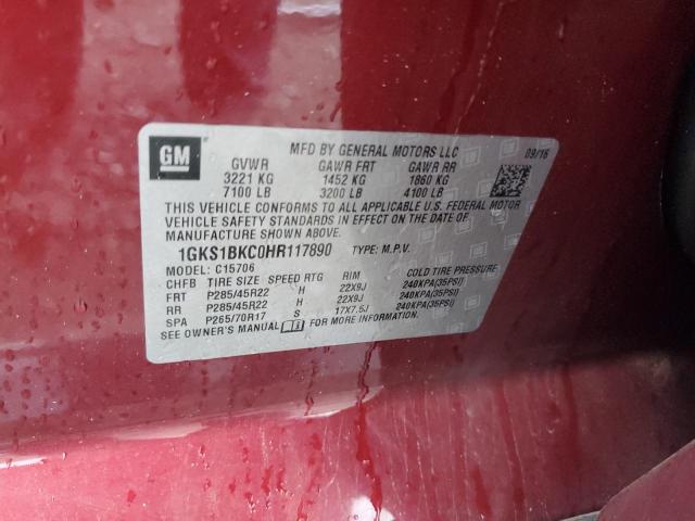1GKS1BKC0HR117890 GMC YUKON SLT